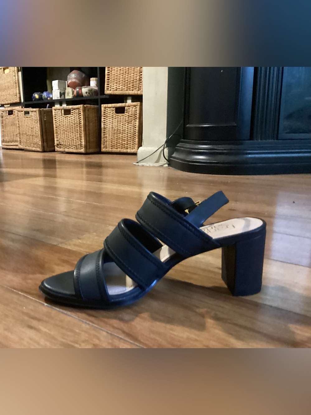 Women’s Franco Sarto Black Strappy Block Heel Sandal Sz 6 M